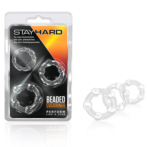 Blush Stay Hard Beaded C-Ring 3-Pack Clear