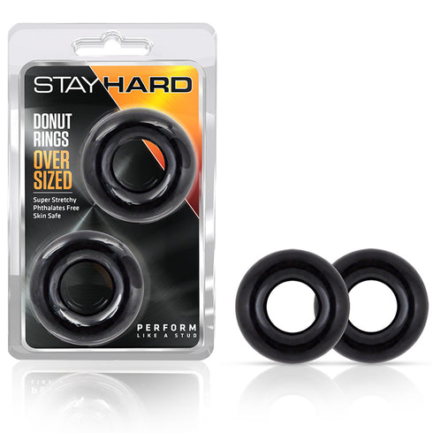 Blush Stay Hard Donut Rings Oversized C-Ring 2-Pack Black