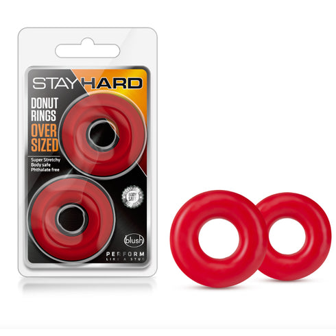 Blush Stay Hard Donut Rings Oversized C-Ring 2-Pack Red