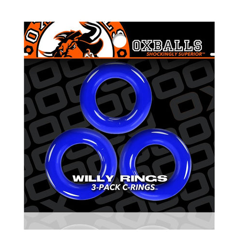 Oxballs Willy C-Rings Paquete de 3 Azul Policía