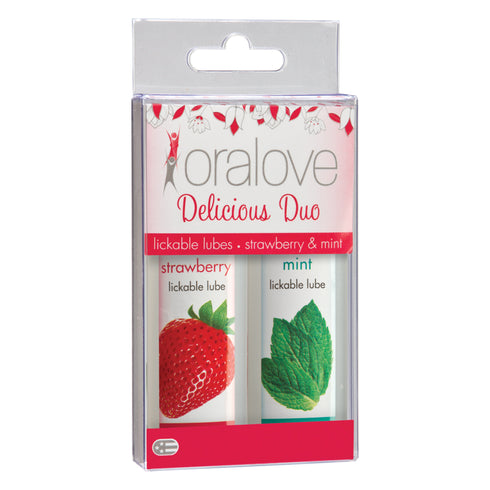 Doc Johnson Oralove Delicious Duo comestible Fresa y Menta