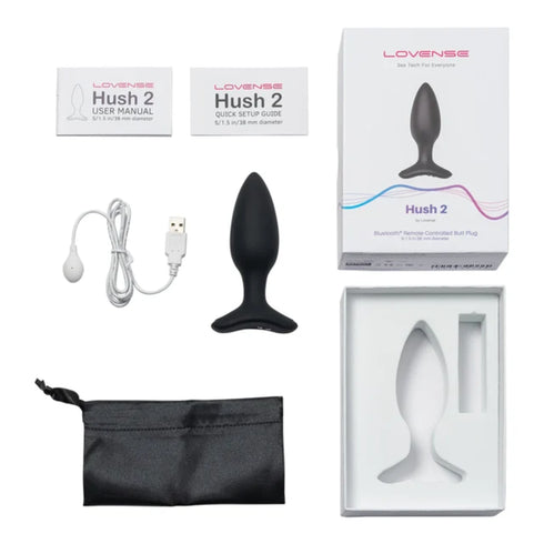 Lovense Hush 2 Remote App-Controlled 1.5" Butt Plug Black