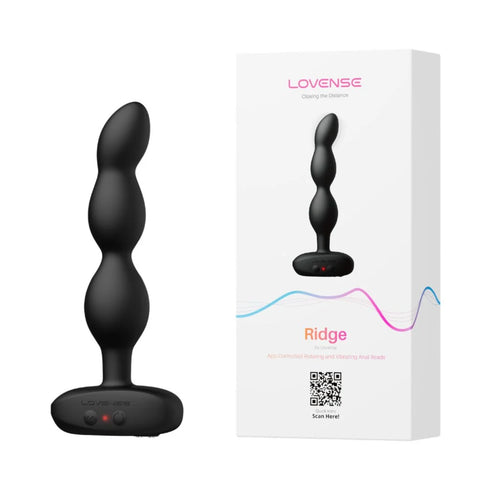 Lovense Ridge App-Controlled Vibrating and Rotating Anal Beads Black