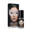 A box and bottle for Orgie Juicy Oral Saliva Boosting Mouth Spray. The packaging features a woman's face wearing an intricate white lace mask, with metallic silver liquid on her lips. The text reads "Fresh Sensation" at the bottom against a clean black and white design.