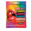 Front packaging view of the colorful 4-count Swiss Navy Yummy Cummy Gummy foil pouch featuring cherry artwork, red lips, and the tagline "Pleasure Never Tasted So Good - For Men & Women".
