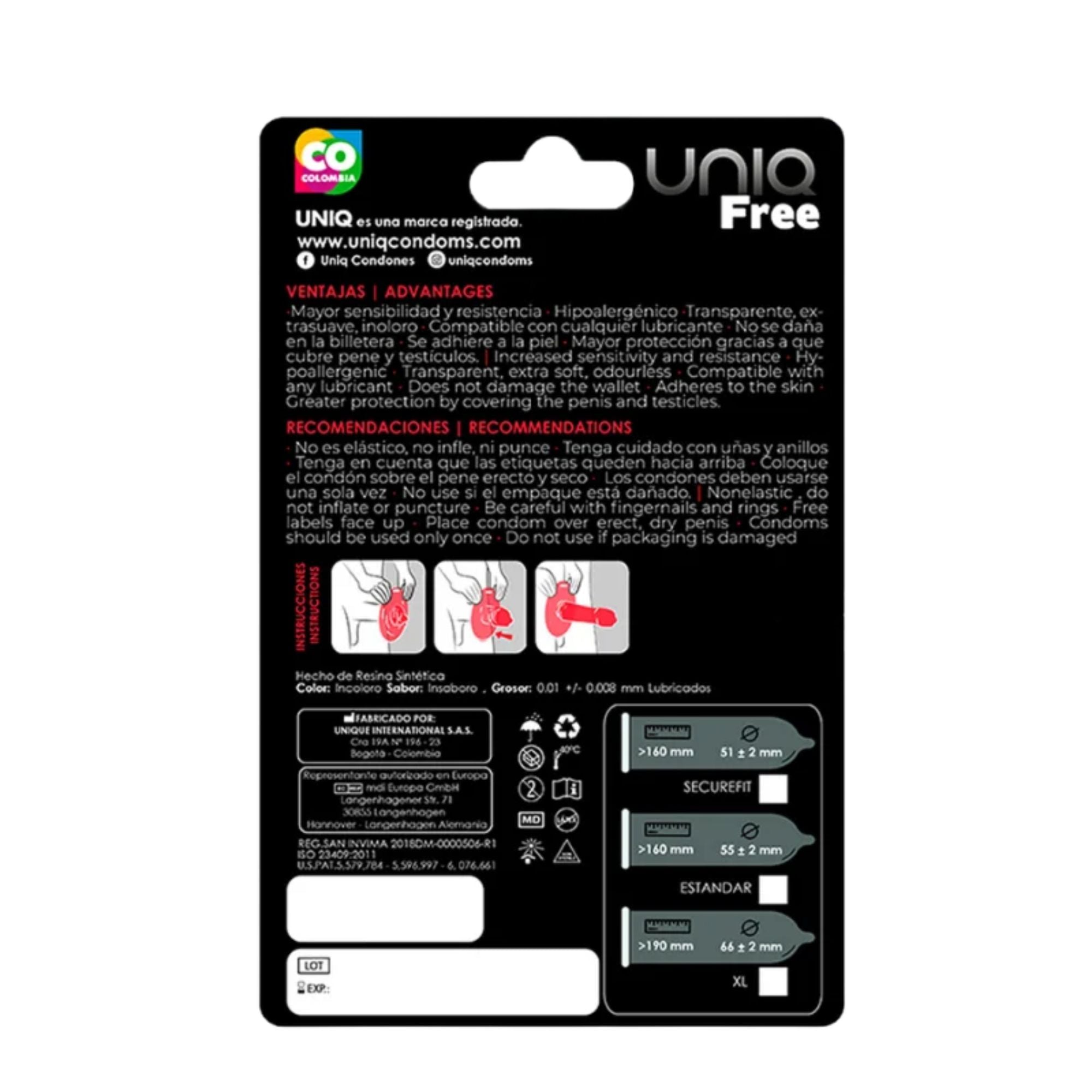 Condones Uniq Free Paquete de 3 Imagen secundaria del producto