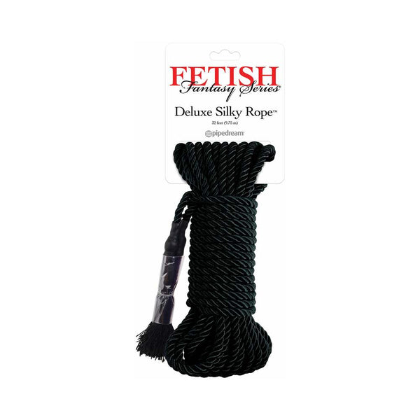 Pipedream Fetish Deluxe Silk Rope 32 ft Black | WorldCondoms