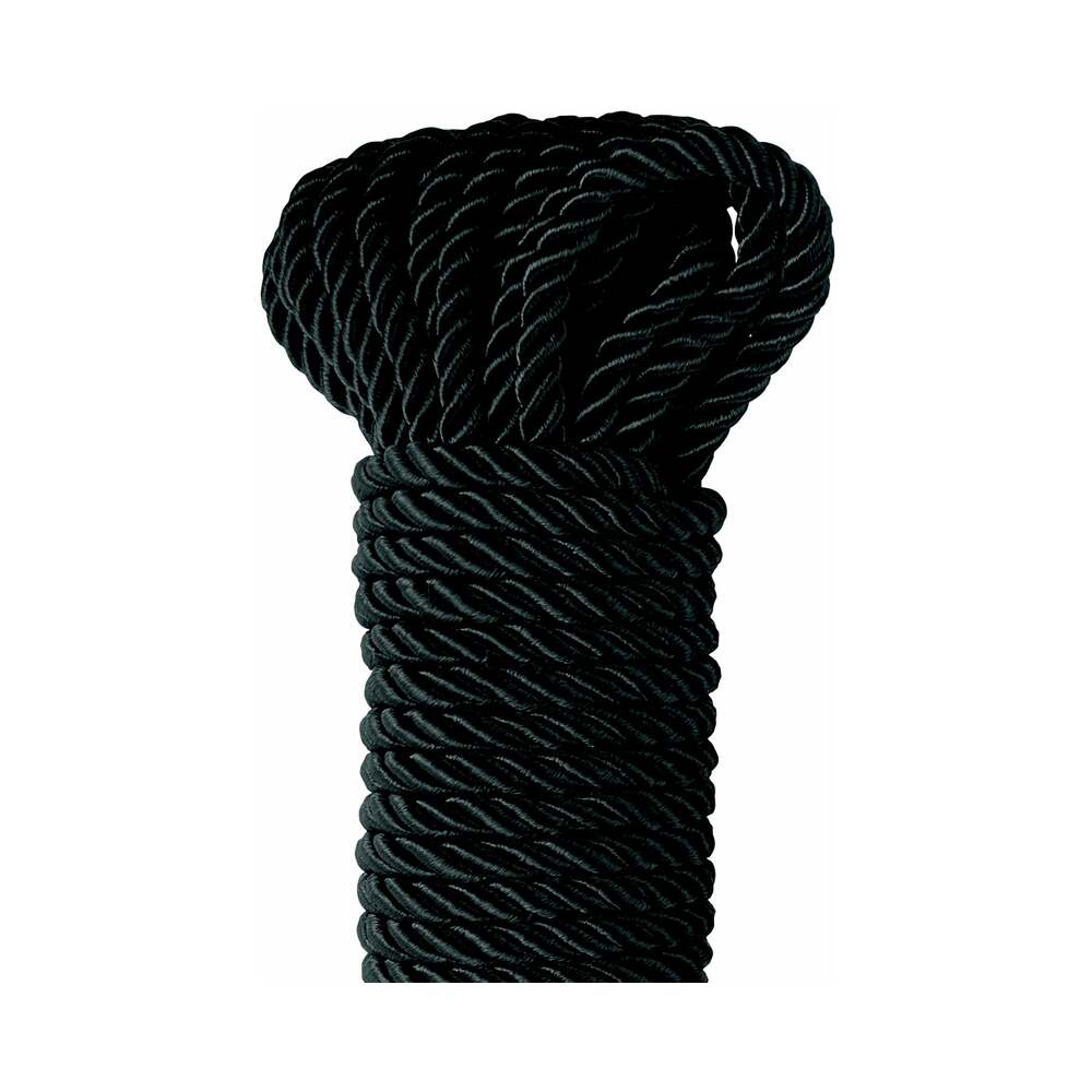Pipedream Fetish Deluxe Silk Rope 32 ft Black | WorldCondoms