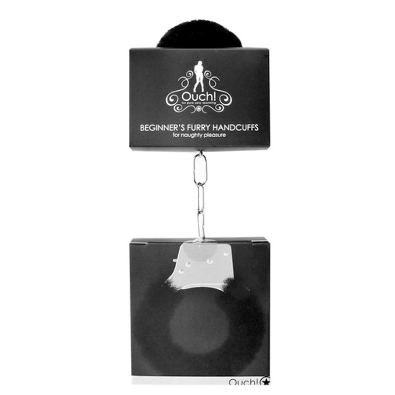 Ouch! Beginner's Furry Handcuffs Black | WorldCondoms Imagen principal del producto