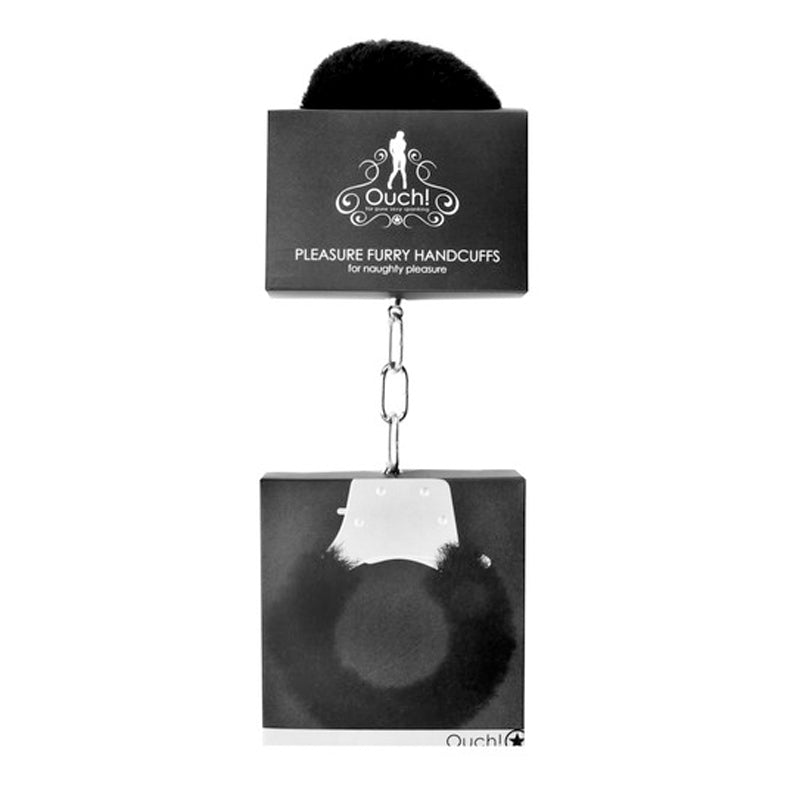 Ouch! Pleasure Furry Handcuffs Black | WorldCondoms Main image