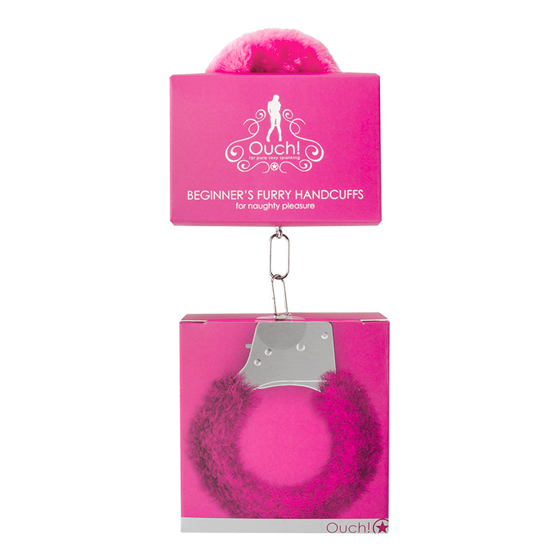 Ouch! Beginner's Furry Handcuffs Pink | WorldCondoms