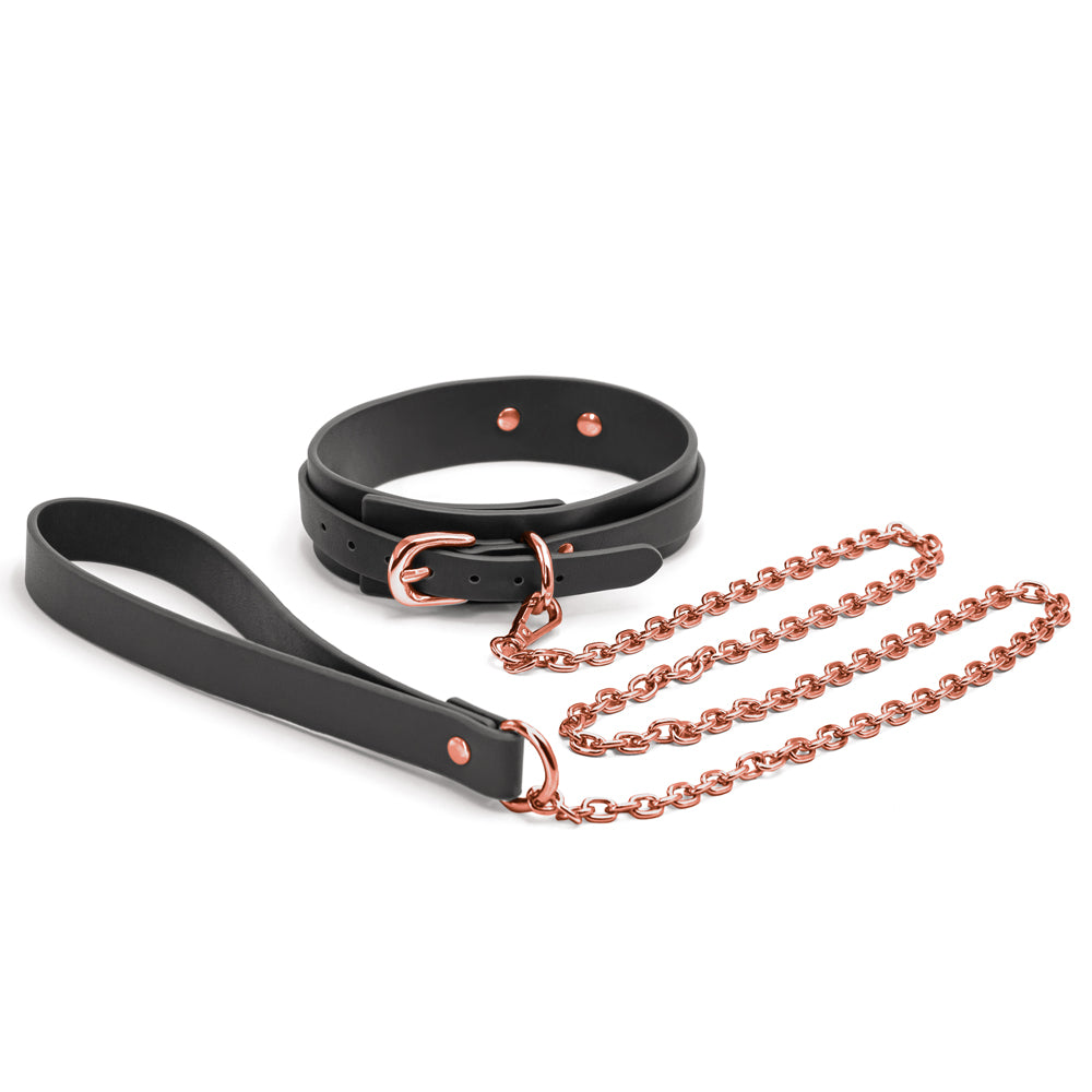Kit de collar y correa Bondage Couture negro Imagen secundaria del producto