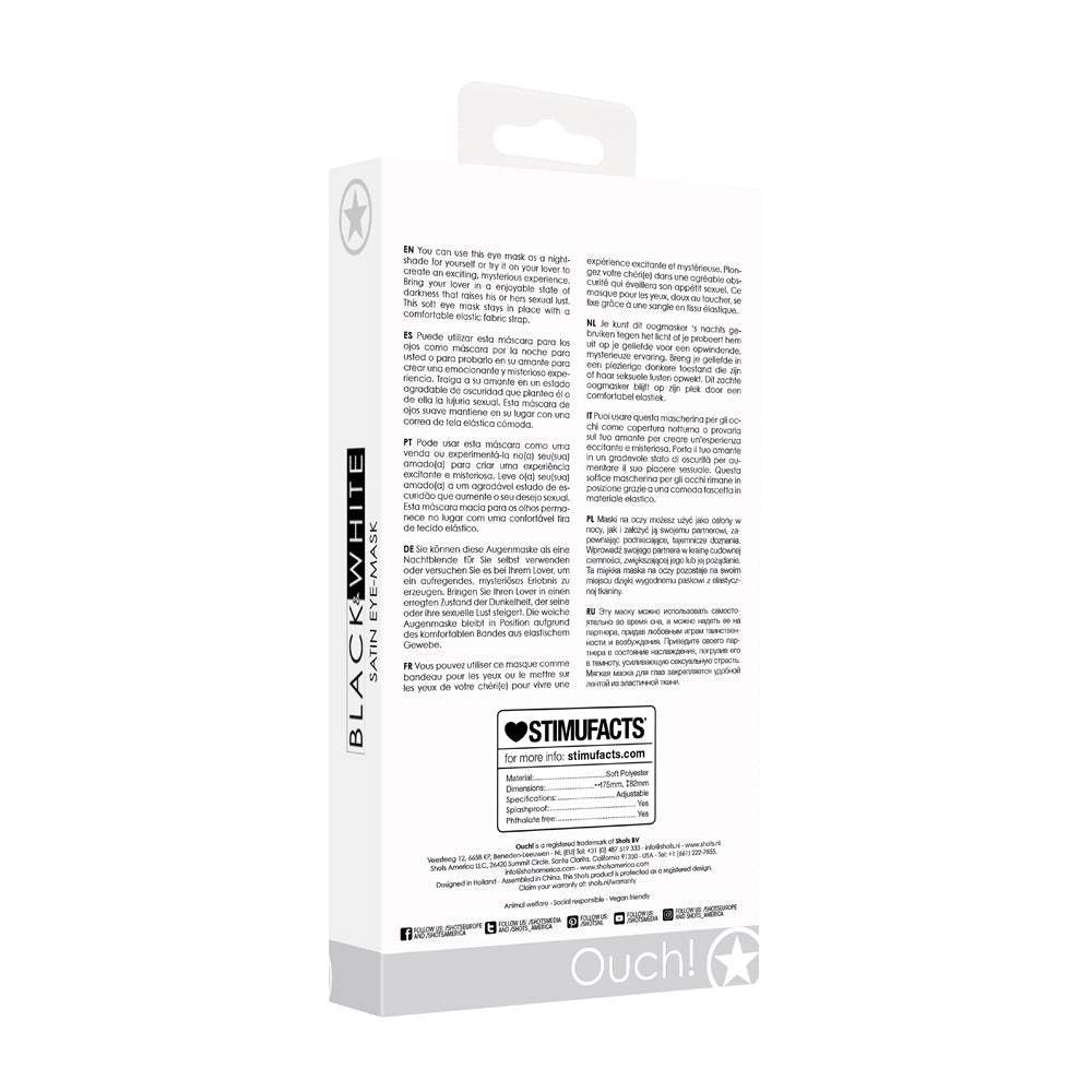 Ouch! Black & White Satin Eye Mask Black | WorldCondoms