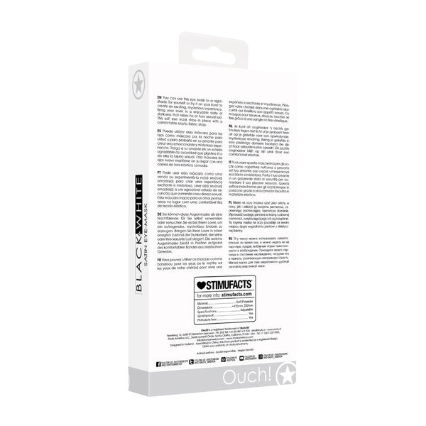 Ouch! Black & White Satin Eye Mask Black | WorldCondoms
