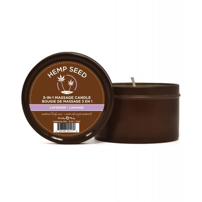 Earthly Body Hemp Candle 3 IN 1 Round Tin Lavender 170g