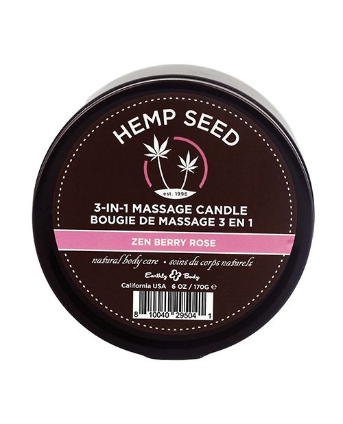Earthly Body Hemp Candle 3 IN 1 Round Tin Zen Berry Rose 170g Main image