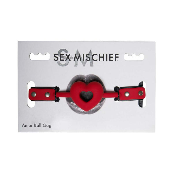 Sex & Mischief Heart-Shaped Silicone Ball Gag Red | WorldCondoms