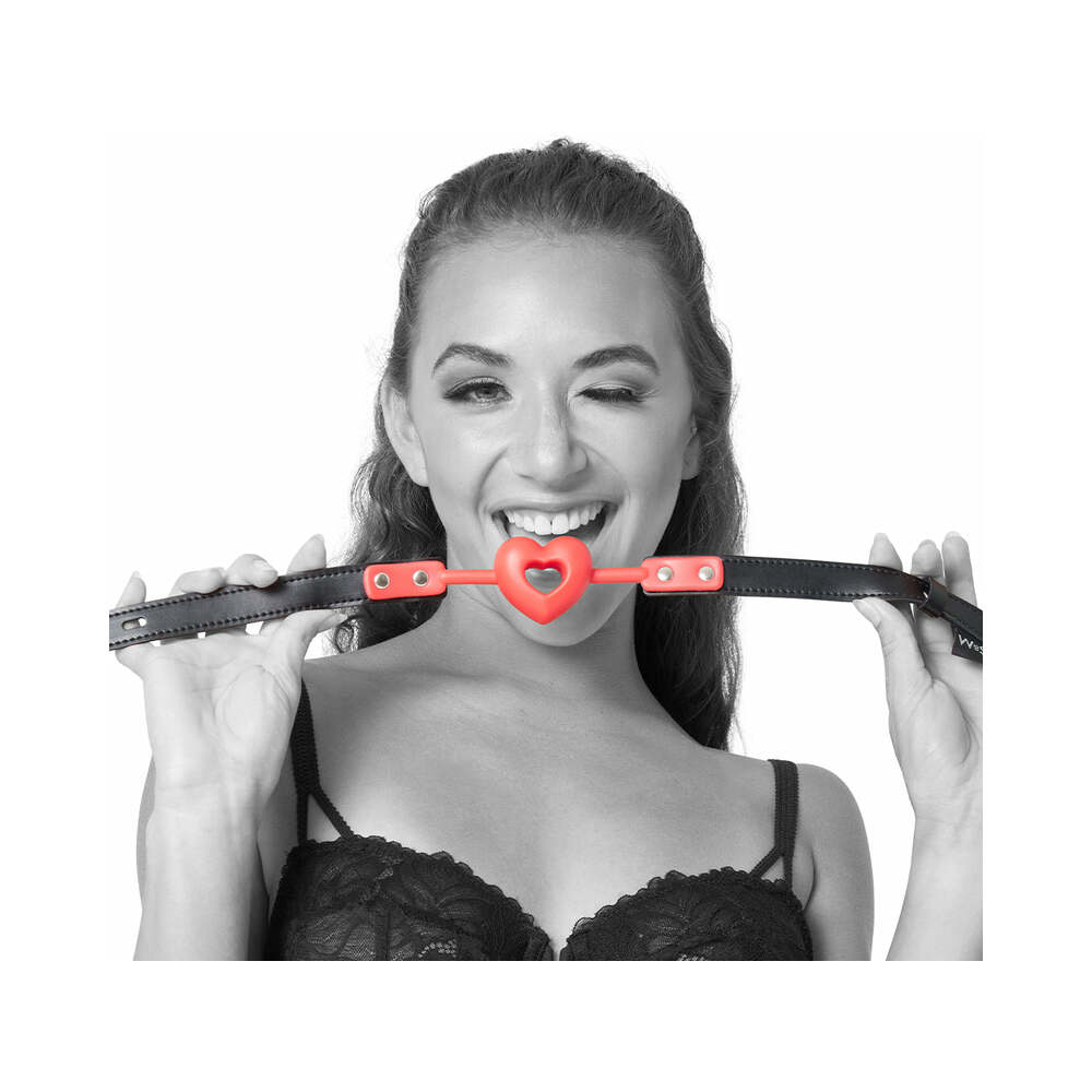 Sex & Mischief Heart-Shaped Silicone Ball Gag Red | WorldCondoms