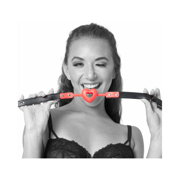 Sex & Mischief Heart-Shaped Silicone Ball Gag Red | WorldCondoms