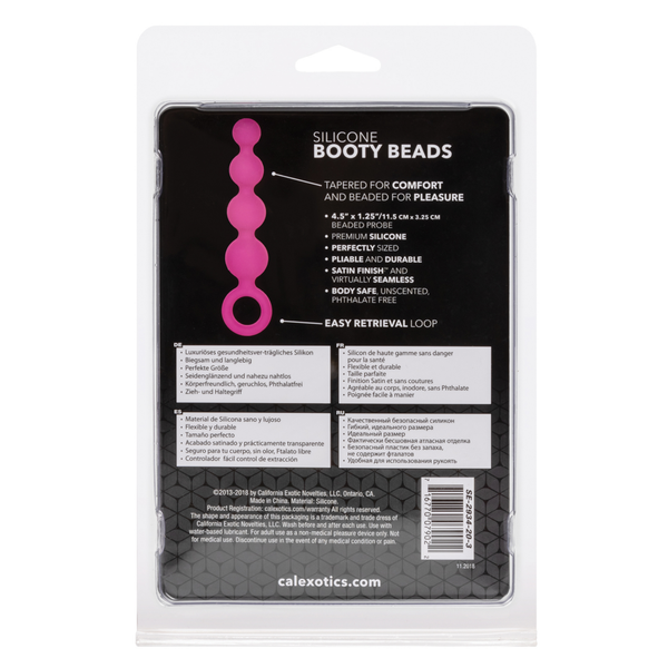 Back panel view of the retail blister pack showing product feature callouts (including 4.5" x 1.25" probe dimensions), multilingual bullet points, and the UPC barcode.