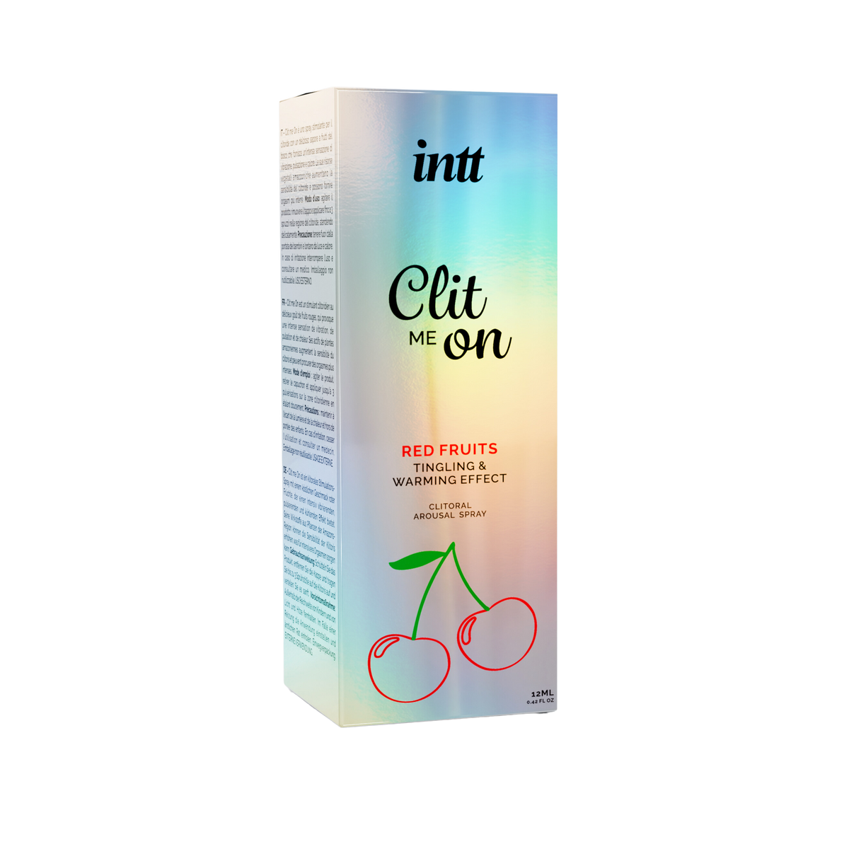 Product packaging with 'intt' branding and cherry illustration on a white background