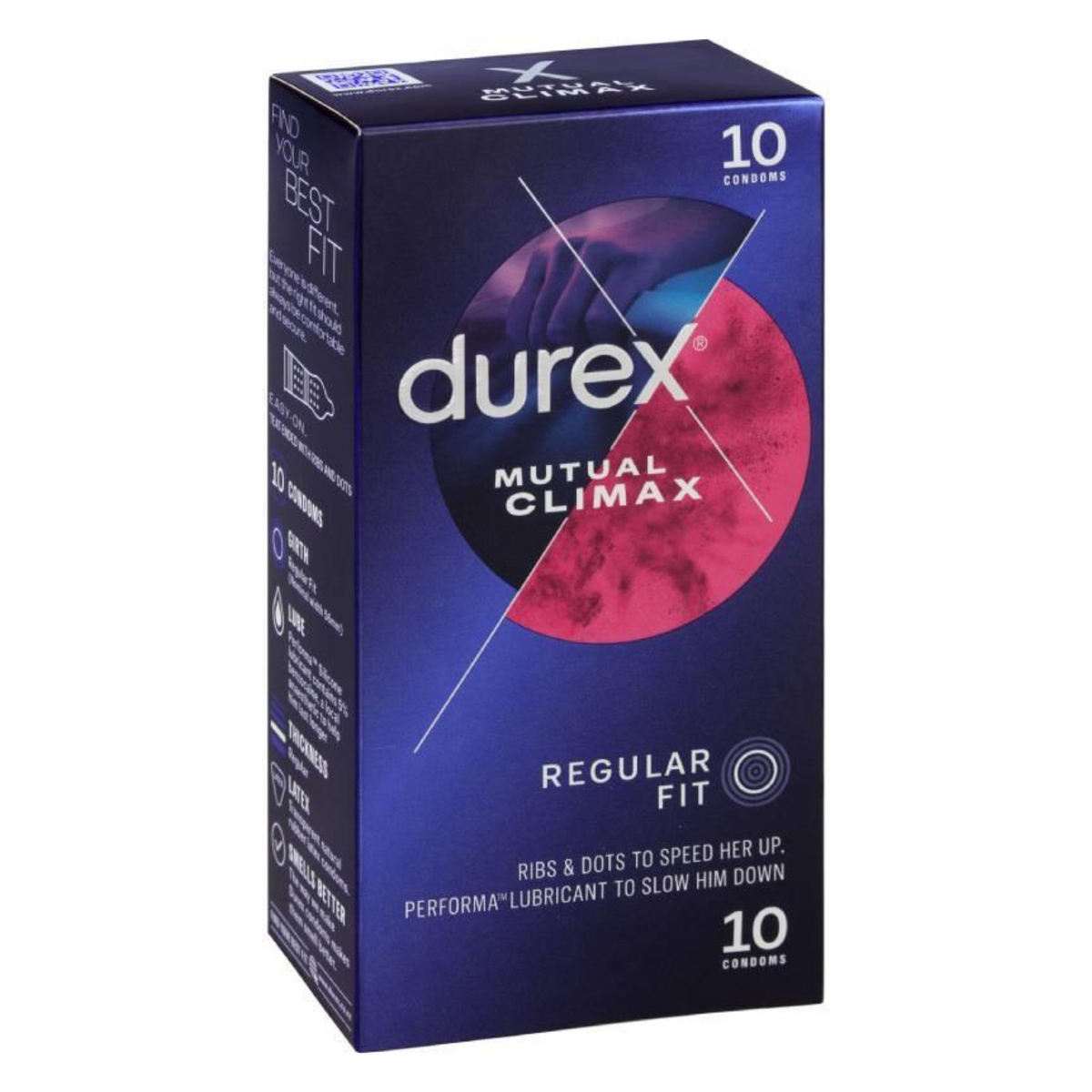 Durex Mutual Climax condoms packaging front, 10 pack Main image