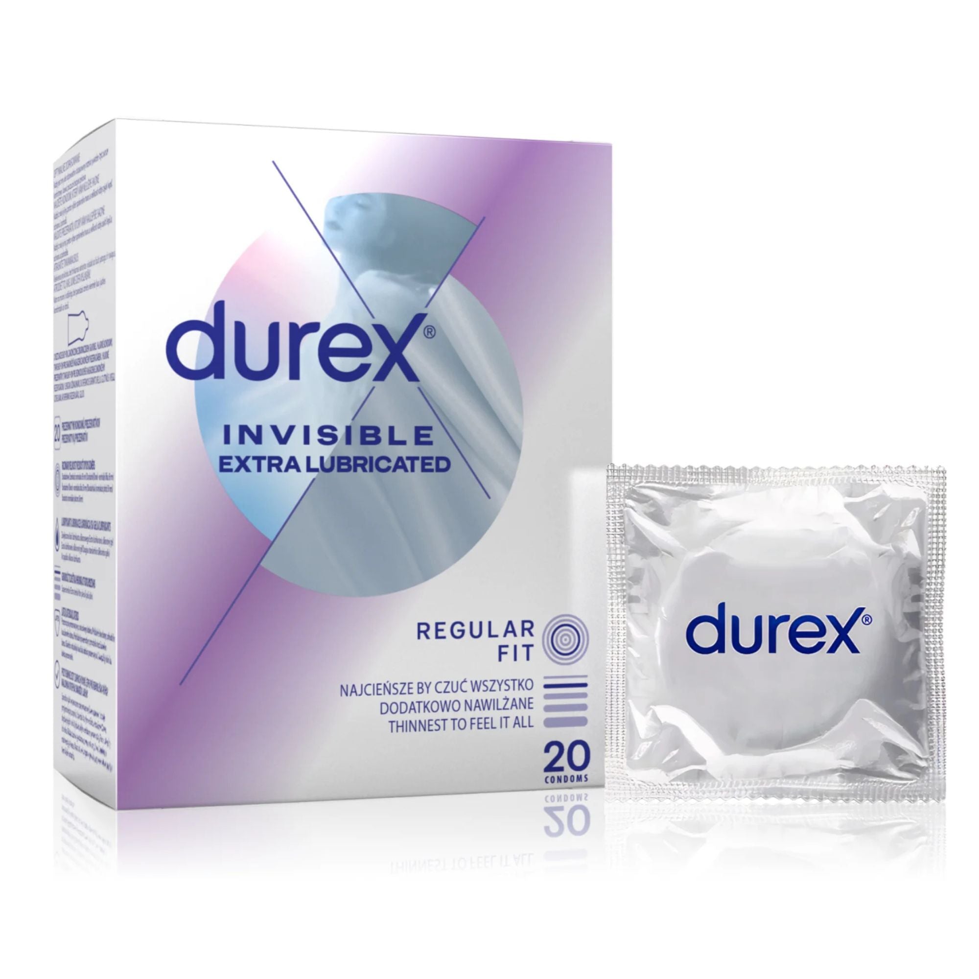 Durex INVISIBLE Extra Lubricated Condoms Box 20 WorldCondoms