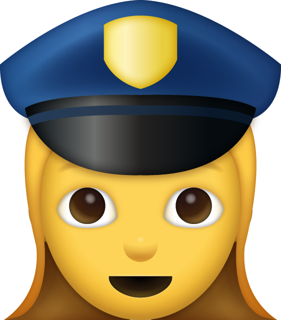 Emoticon with a police hat on a white background