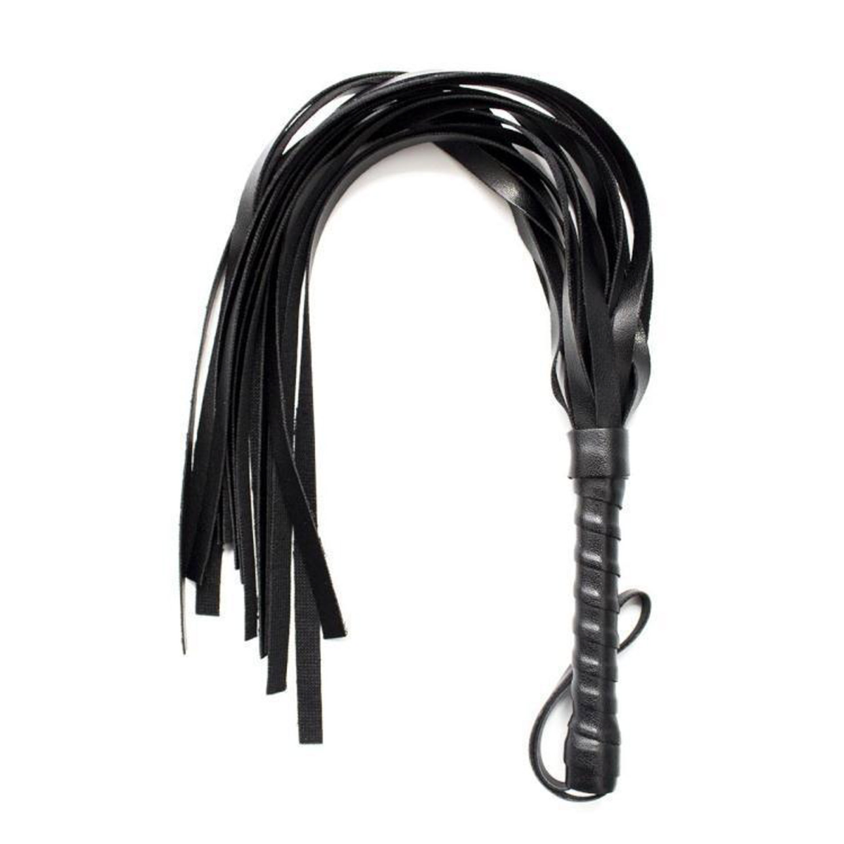 Black faux leather multi-strand flogger/whip.