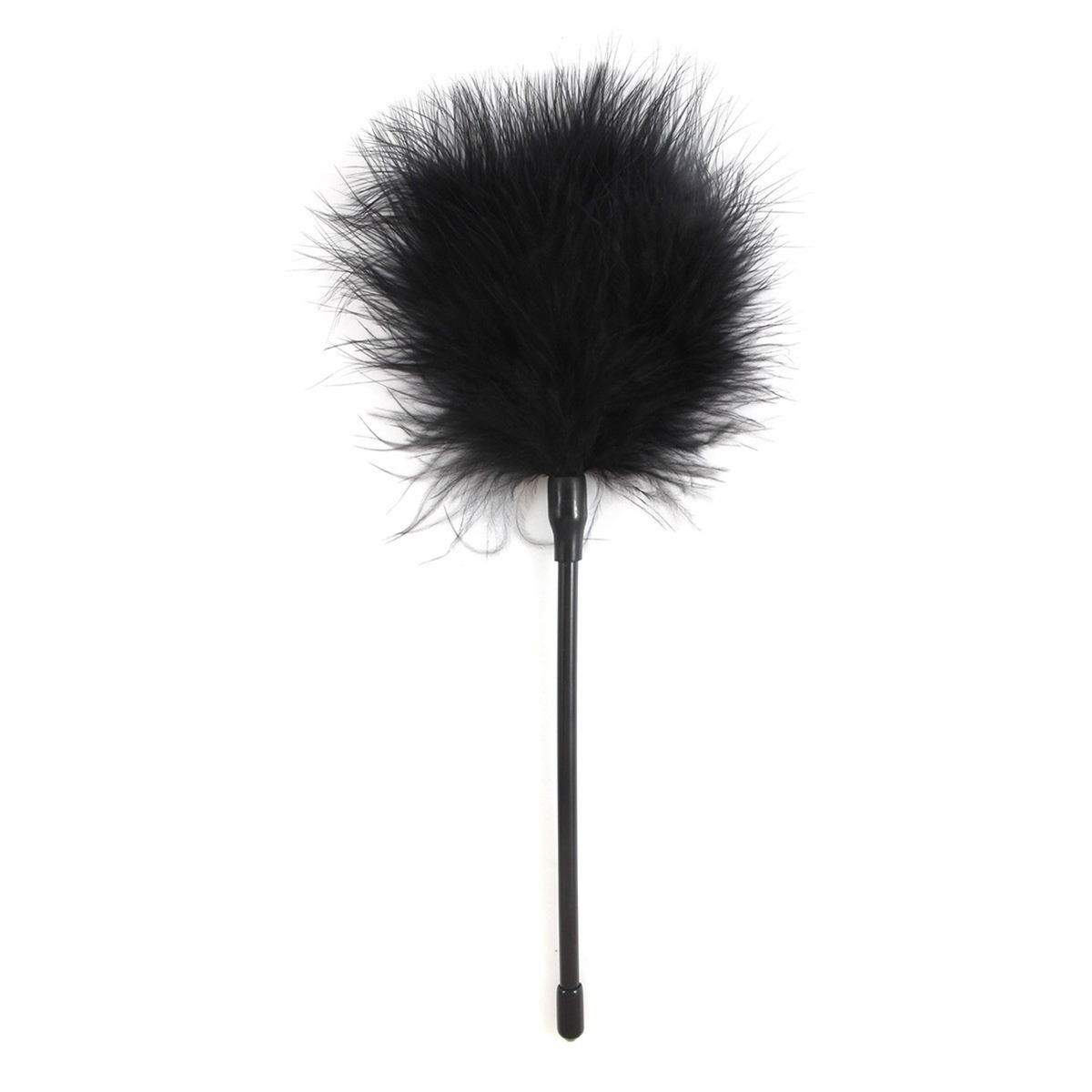 Black fluffy feather tickler/teaser on a stick.