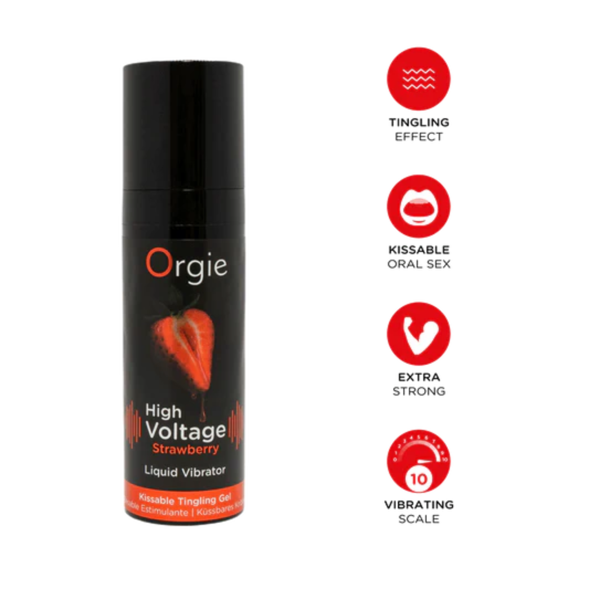 Orgie High Voltage Strawberry Liquid Vibrator 0.5 fl oz Secondary image