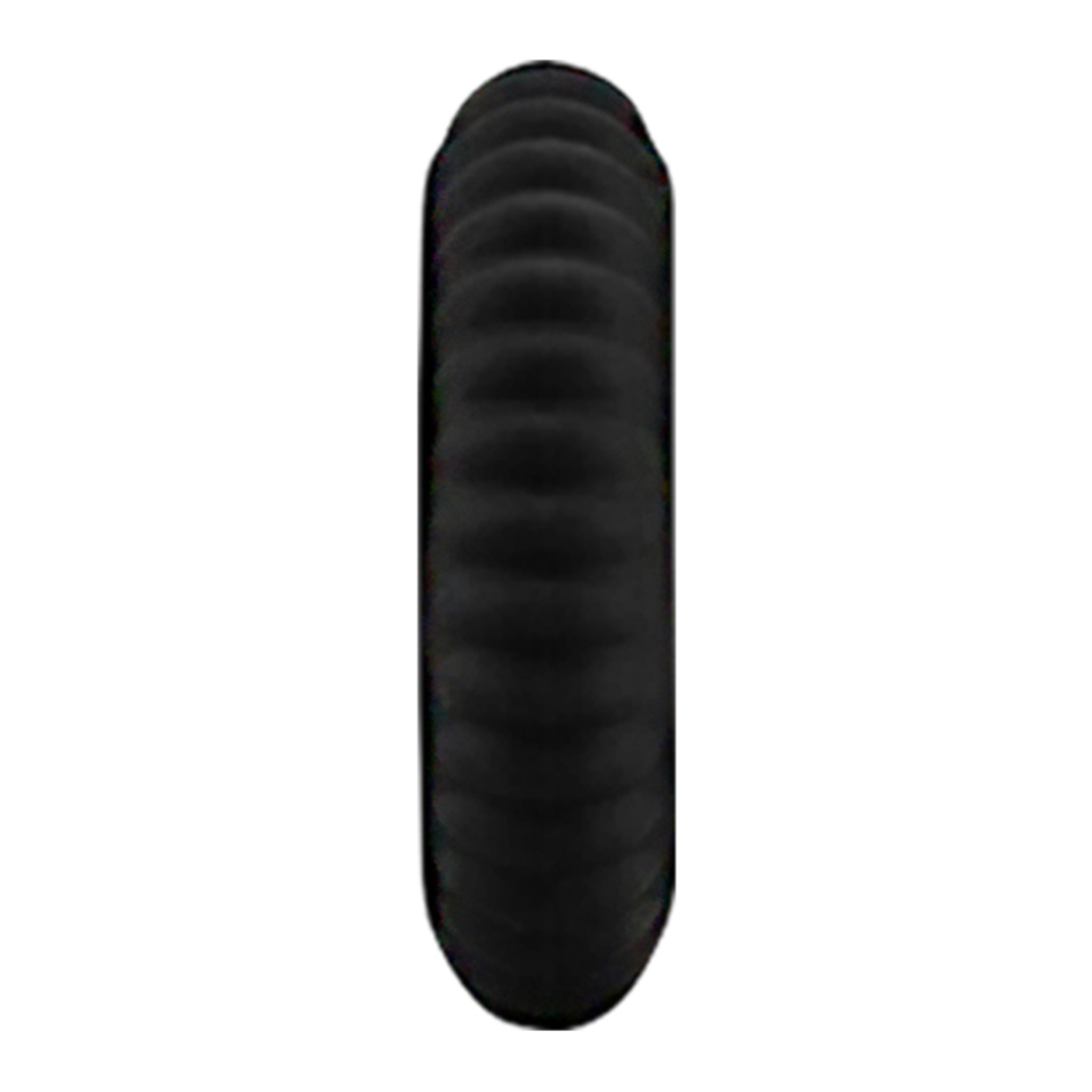 Side profile shot of the black Titan cock ring showing the rounded ridges along its outer band.