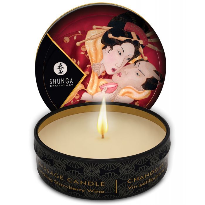 Shunga Romance Massage Candle Sparkling Strawberry Wine Secondary image