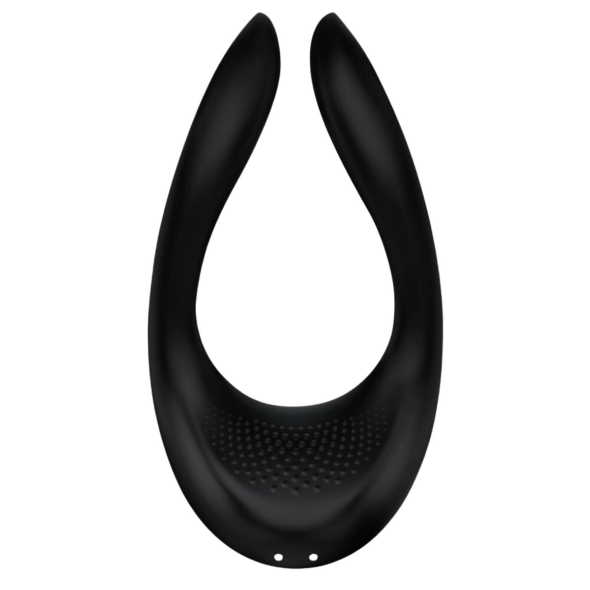 Satisfyer Endless Joy Black multi-use vibrator front view showing dual arms and soft-touch silicone design