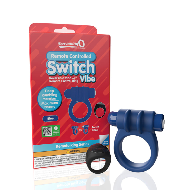 Screaming O Switch Remote Controlled Vibrating Ring Blue | WorldCondoms Main image