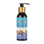 Front view of the larger 125 ml Sensuva Natural Water Based lubricant bottle. It features a wide black pump dispenser, gold collar, and a prominent label displaying a warm blueberry muffin.