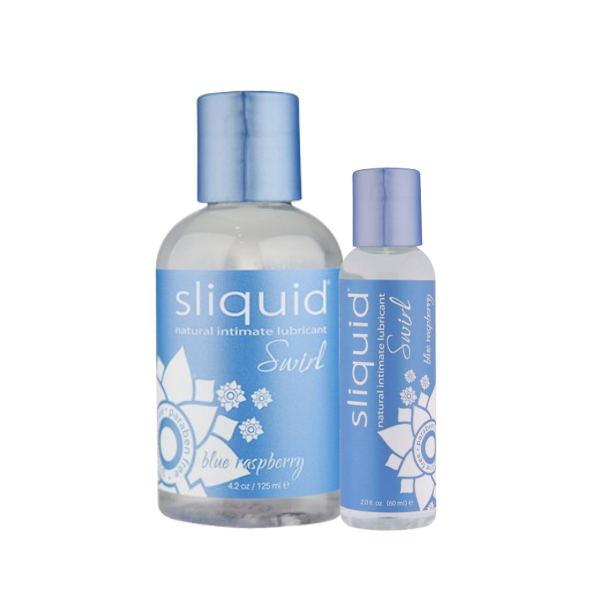 An image of Sliquid Blue Raspberry in 50ml and 125ml bottles. Main image