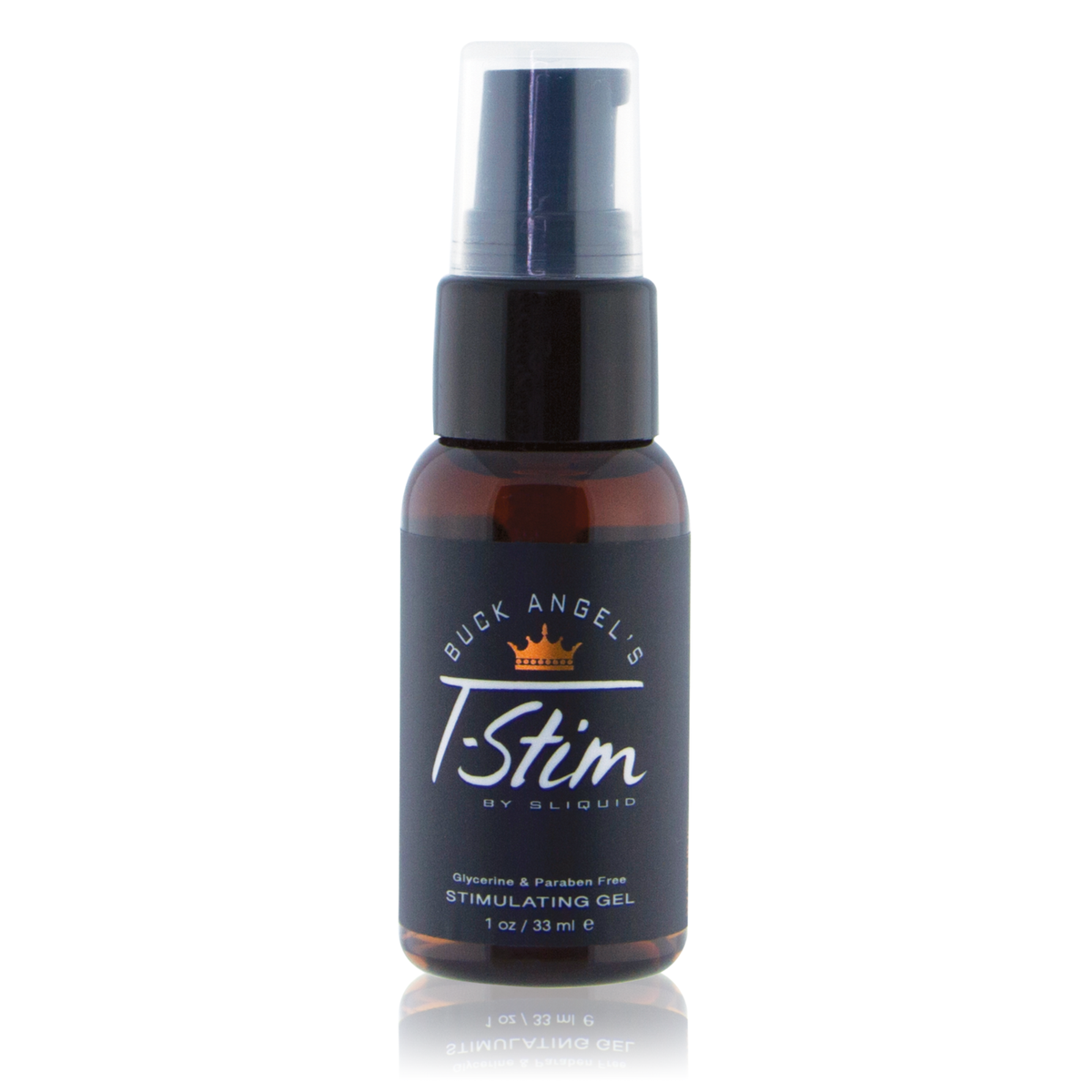 A front image of Sliquid Buck Angel T-Stim 33ml bottle in a white background. Main image