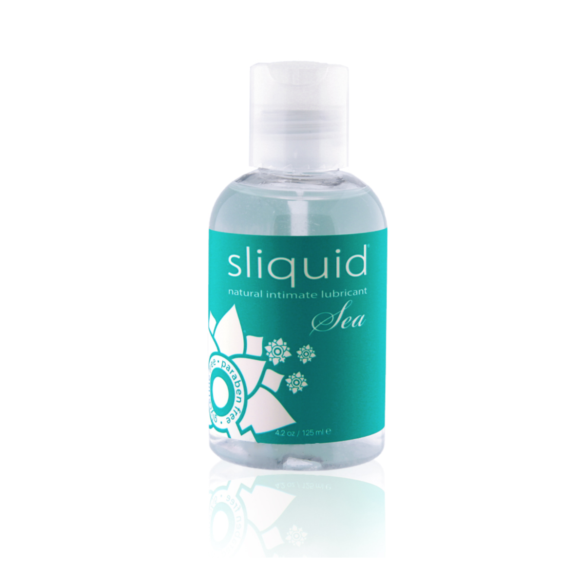 An image of Sliquid Naturals Sea 125ml bottle in a white background.