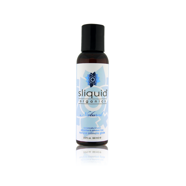 An image of Sliquid Organics Natural 60ml bottle in a white background.