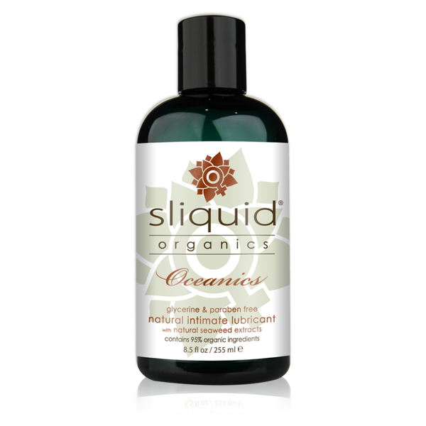 An image of 255ml bottle of Sliquid Organics Oceanic Lubricant in a white background.