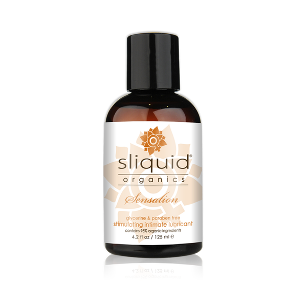 An image of Sliquid Organics Sensation 125ml bottle in a white background.