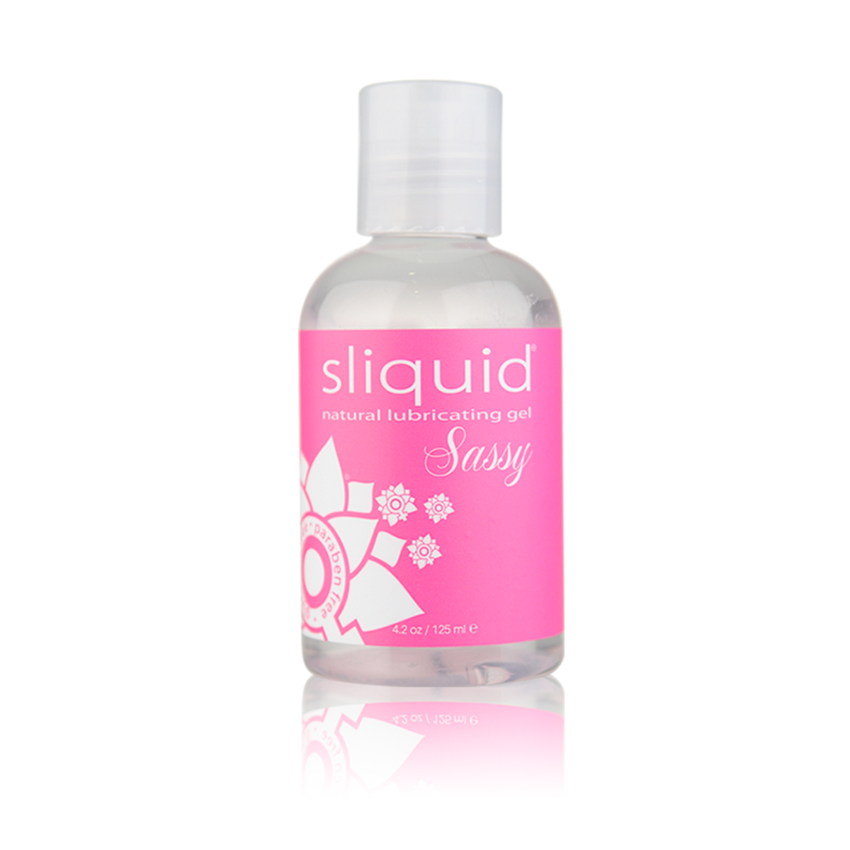 An image of Sliquid Sassy Natural Lubricant 125mll bottle in a white background.