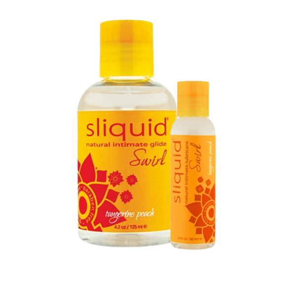 An image of Sliquid Tangerine Peach in 60ml and 125ml bottles.