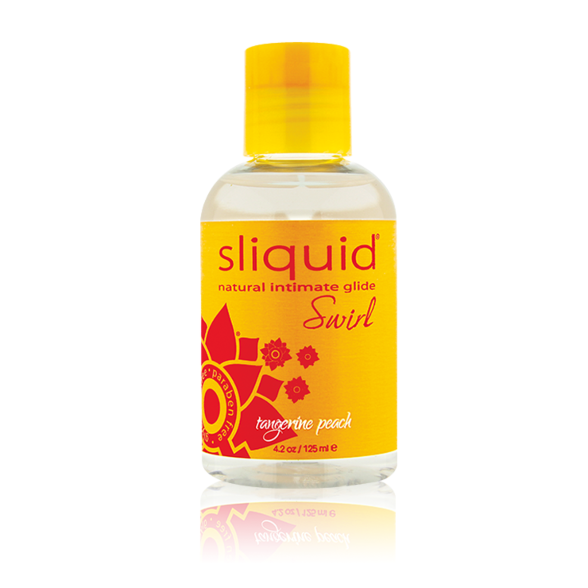 An image of Sliquid Tangerine Peach 125ml bottle in a white background.