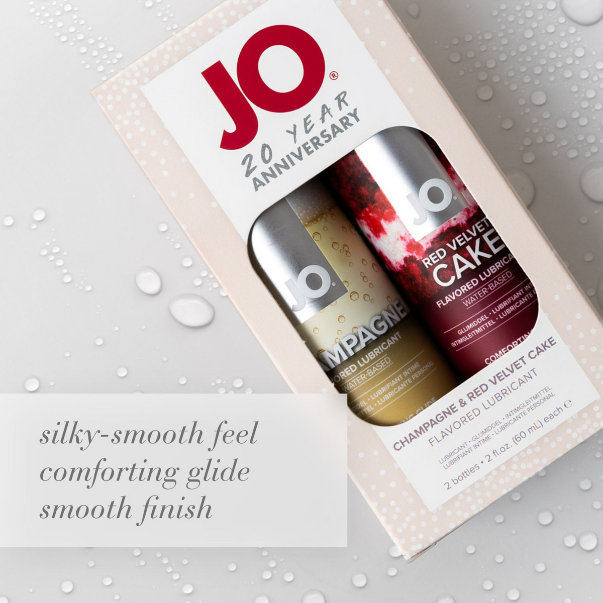 JO 20th Anniversary Water-Based Flavored Lubricant Gift Set - silky texture