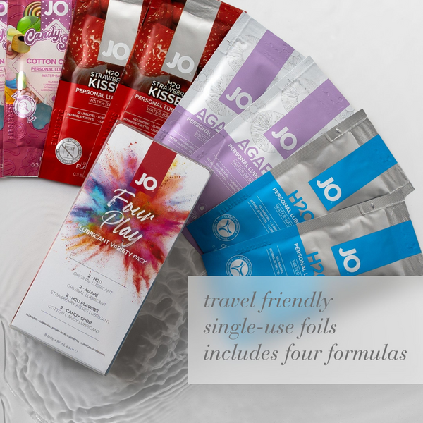 JO Four Play Water-Based Lubricant Variety - travel friendly