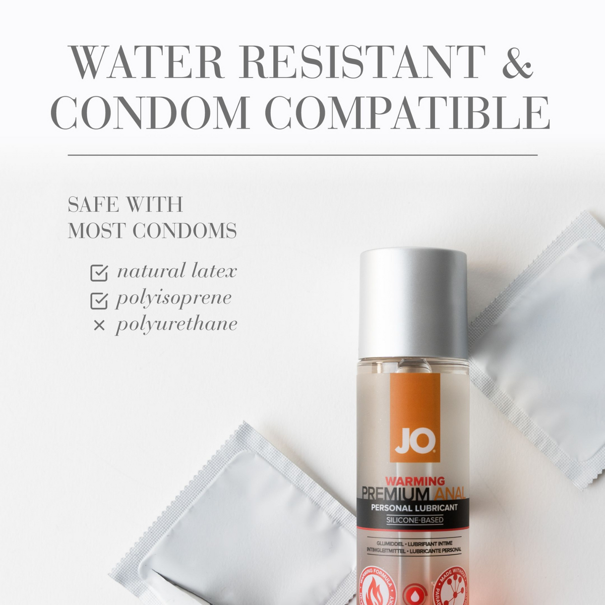 JO Premium Anal Warming Lubricant Silicone-Based 2 fl oz - water resistant