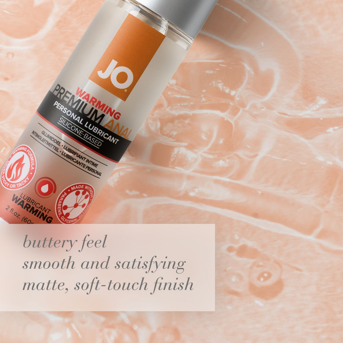 JO Premium Anal Warming Lubricant Silicone-Based 2 fl oz - smooth texture