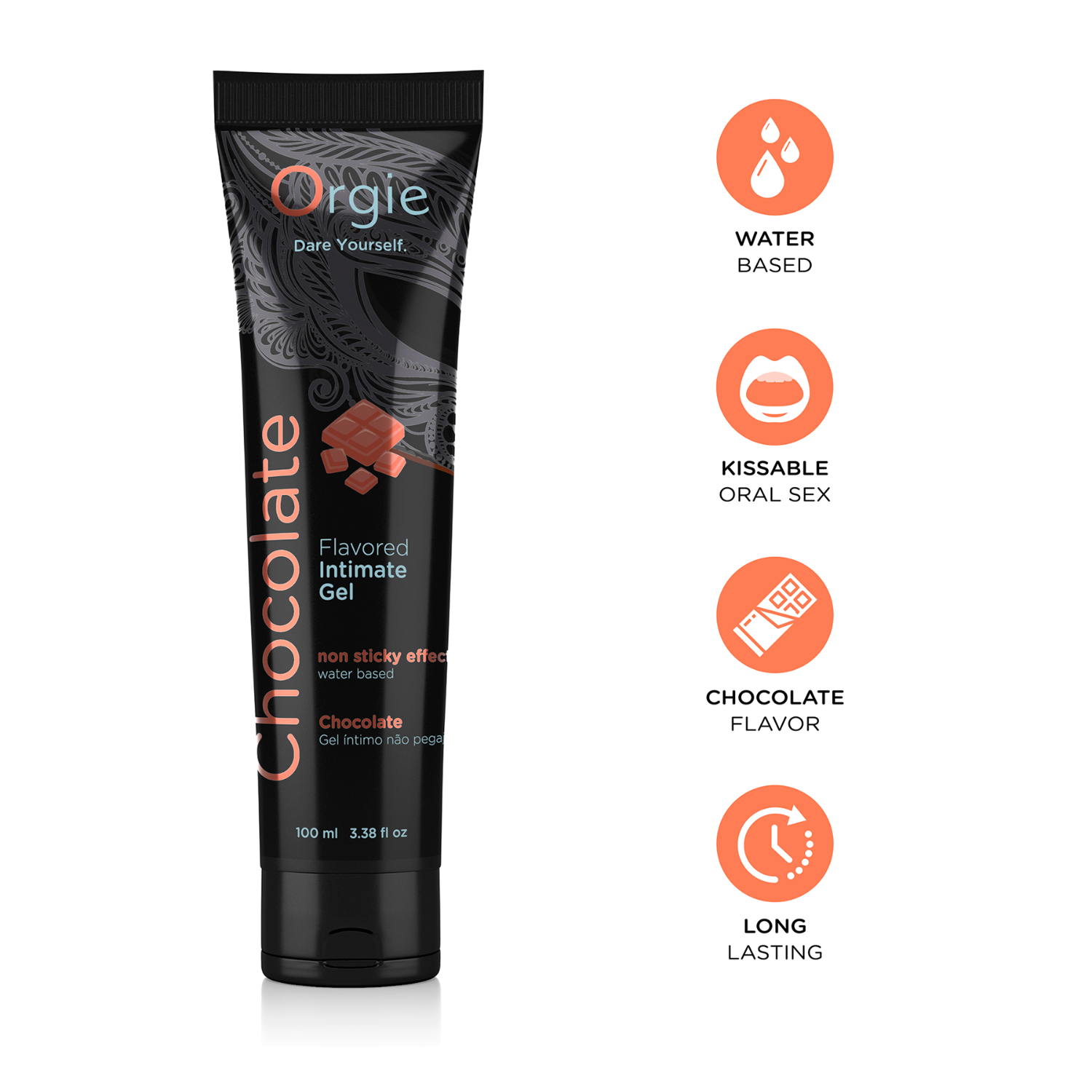 Orgie Lube Tube Chocolate Flavored WorldCondoms Orgie Lube Tube Chocolate Flavored WorldCondoms